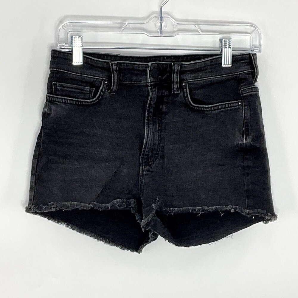 AllSaints Shorts Women 28 Off Black Distressed Mabel High Waisted Raw Hem Denim